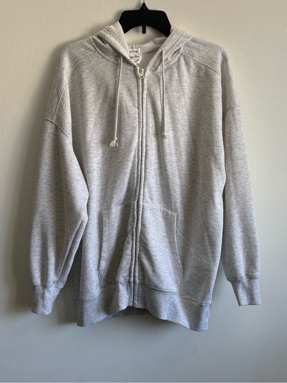 Hippie Rose Light Gray Full-Zip Hoodie Sweater